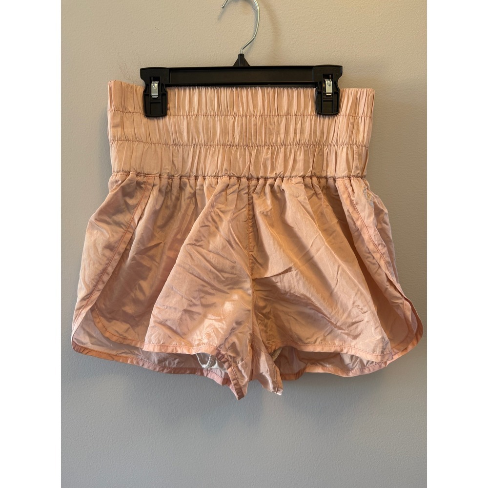 Free People Movement Shorts Peach Smocked Waist Athletic Running Casual Women M - Picture 2 of 4
